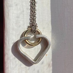 Movado Silver and Gold Heart Pendant Necklace '06